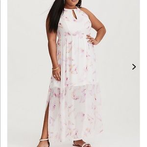 Torrid white palm leaf dress